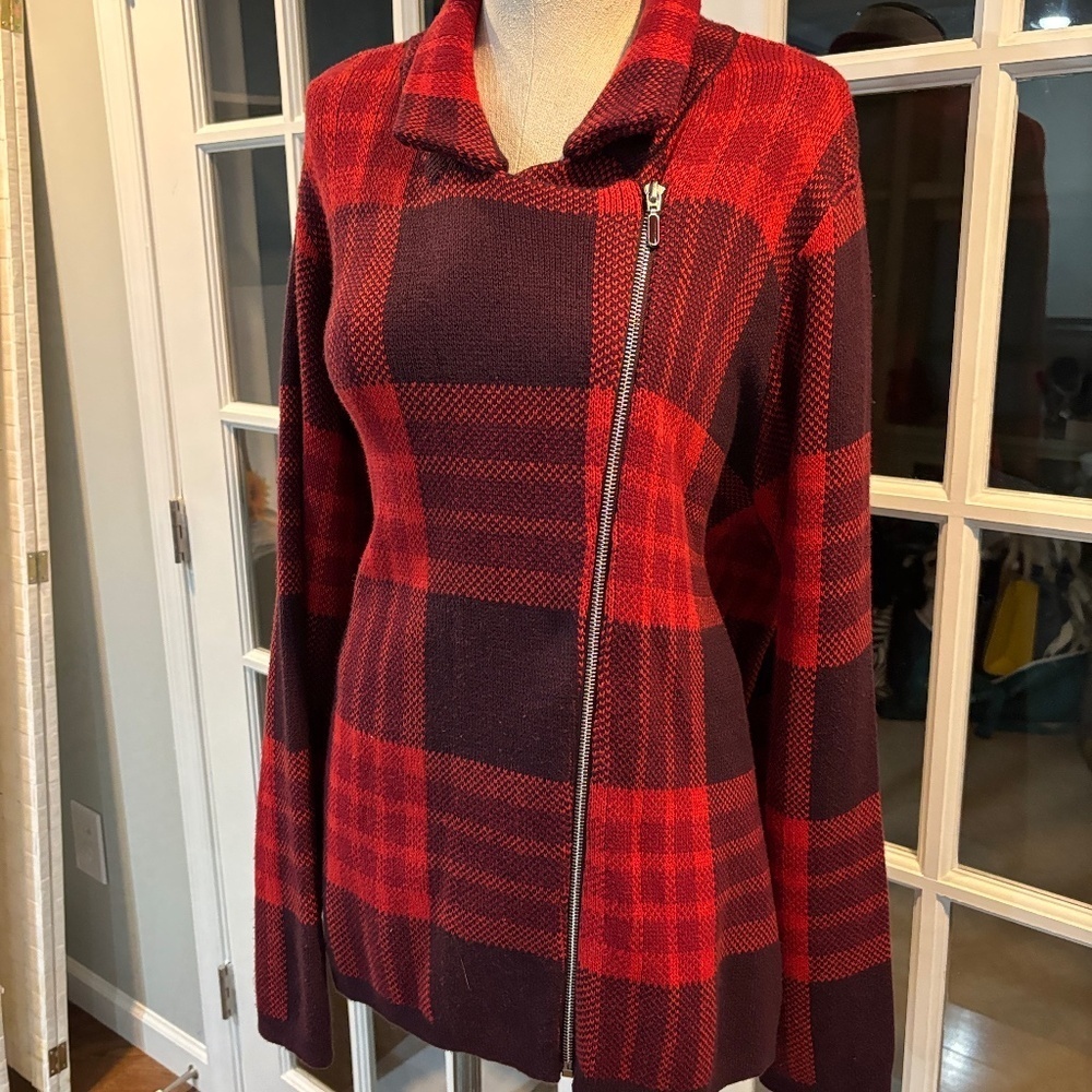 Isaac Mizrahi Live Plaid Sweater Jacket: Coat Sz 3X New